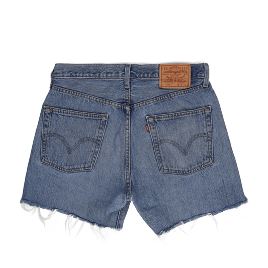 Levi's 501 Vintage Blue Distressed Denim Shorts W31 L34 100% Cotton Womens