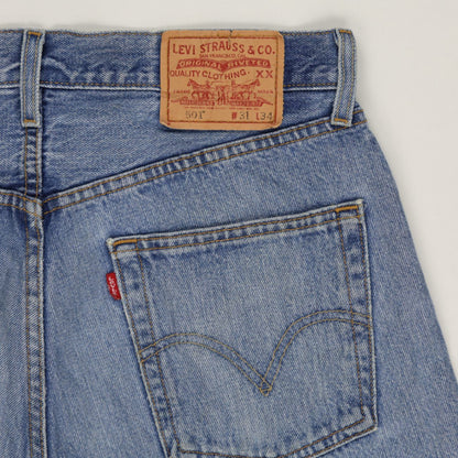 Levi's 501 Vintage Blue Distressed Denim Shorts W31 L34 100% Cotton Womens