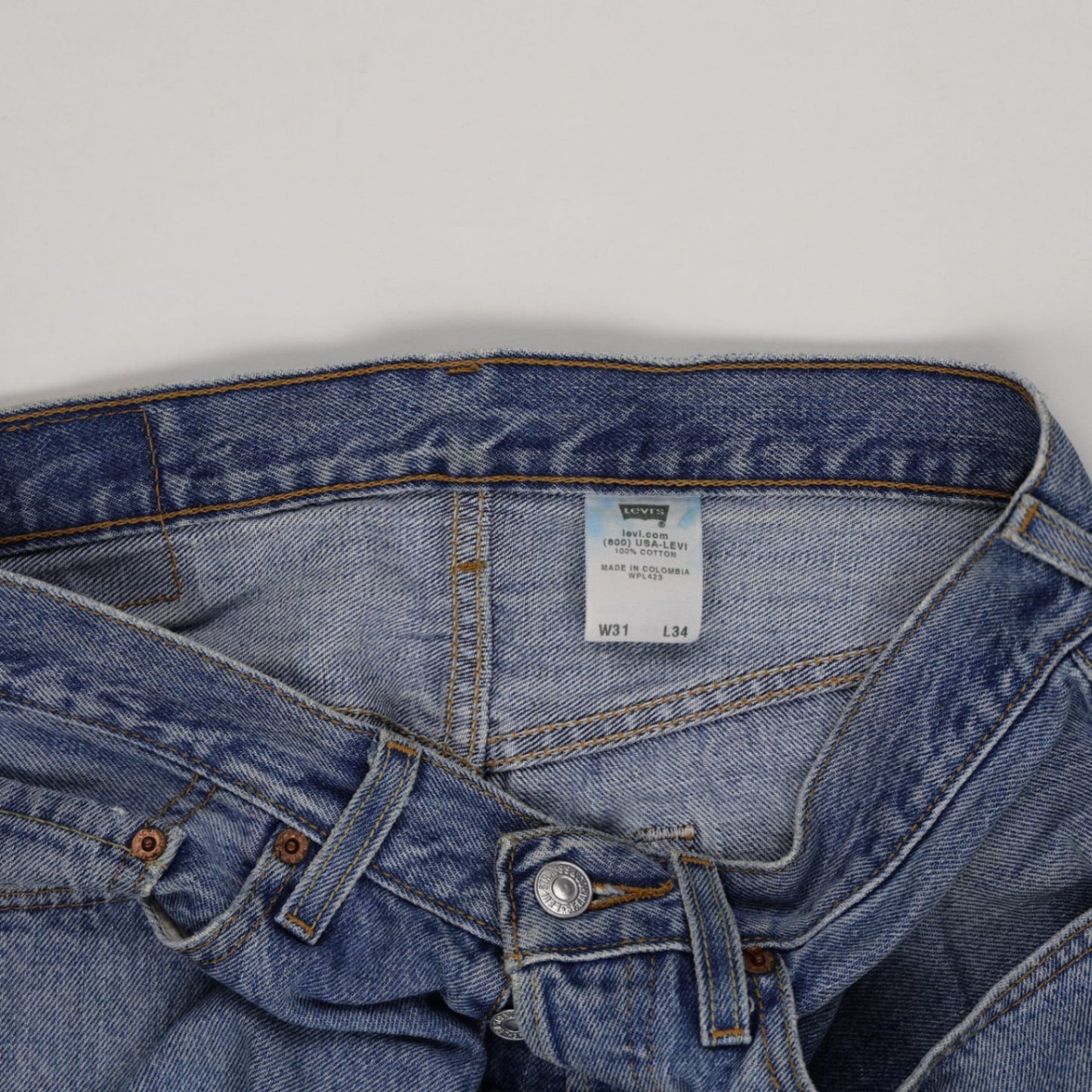 Levi's 501 Vintage Blue Distressed Denim Shorts W31 L34 100% Cotton Womens