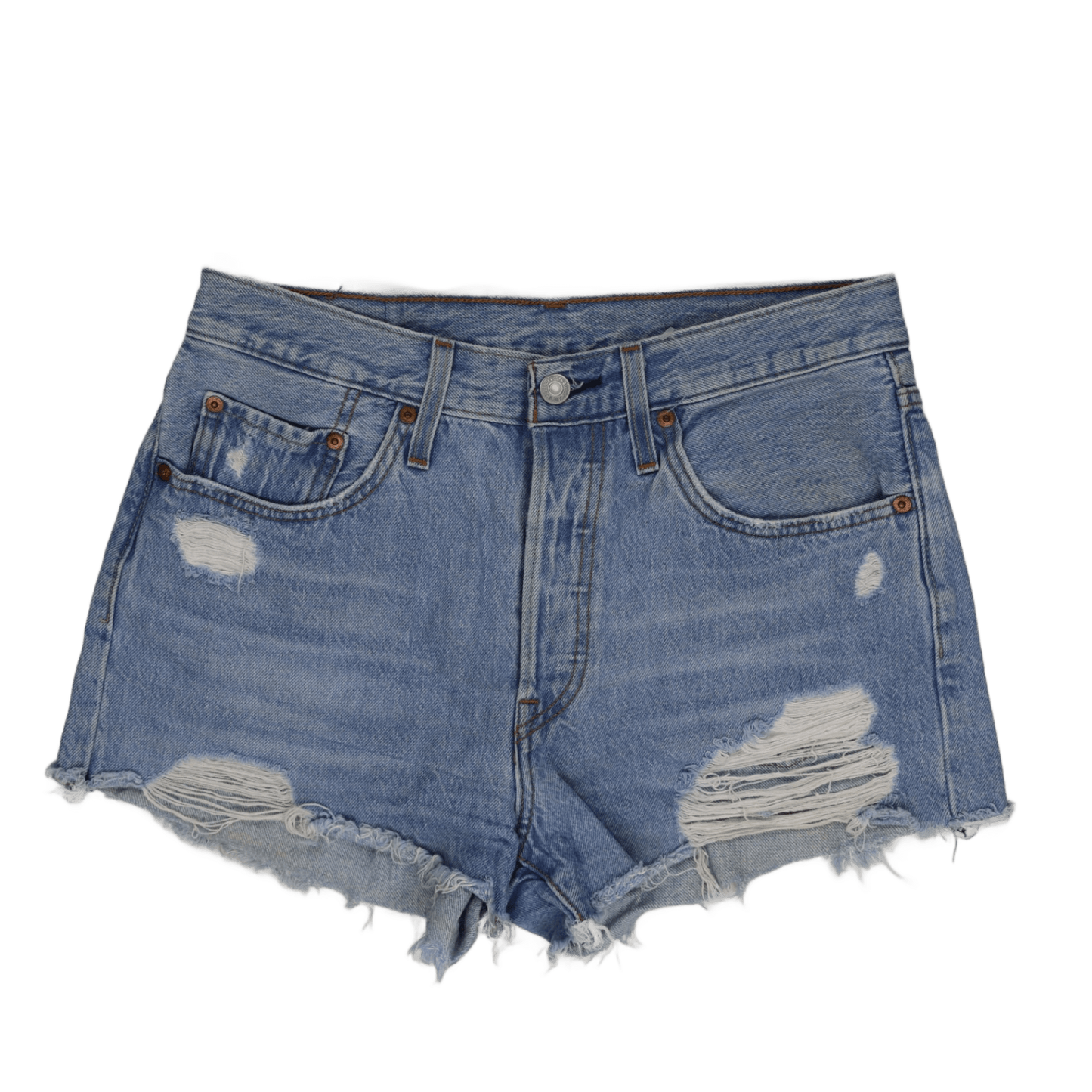 Levi's 501 High Waisted Denim Shorts Light Blue 28W Cotton Vintage