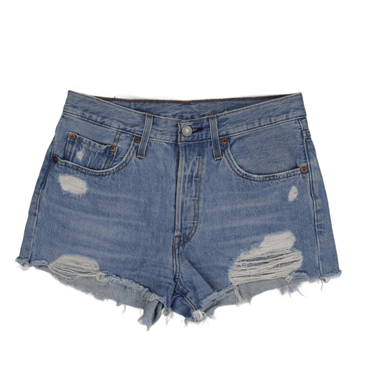 Levi's 501 High Waisted Denim Shorts Light Blue 28W Cotton Vintage