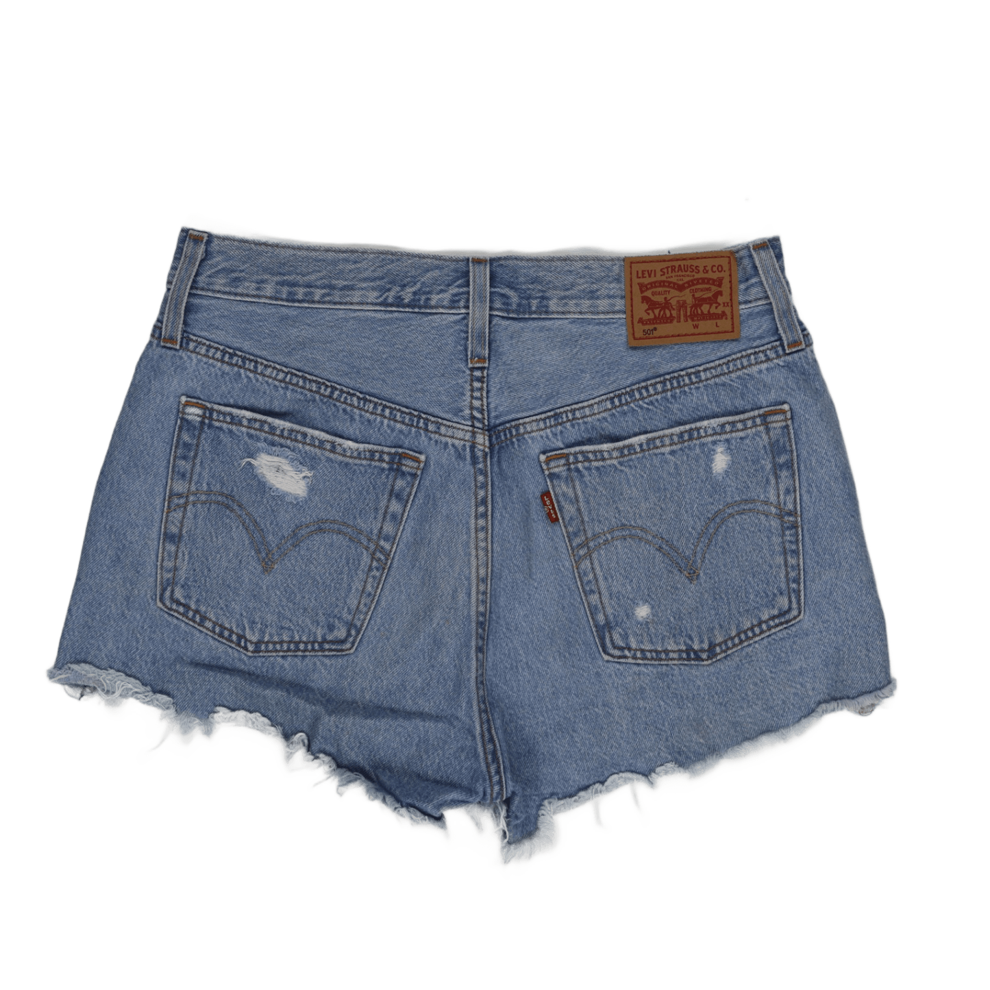 Levi's 501 High Waisted Denim Shorts Light Blue 28W Cotton Vintage