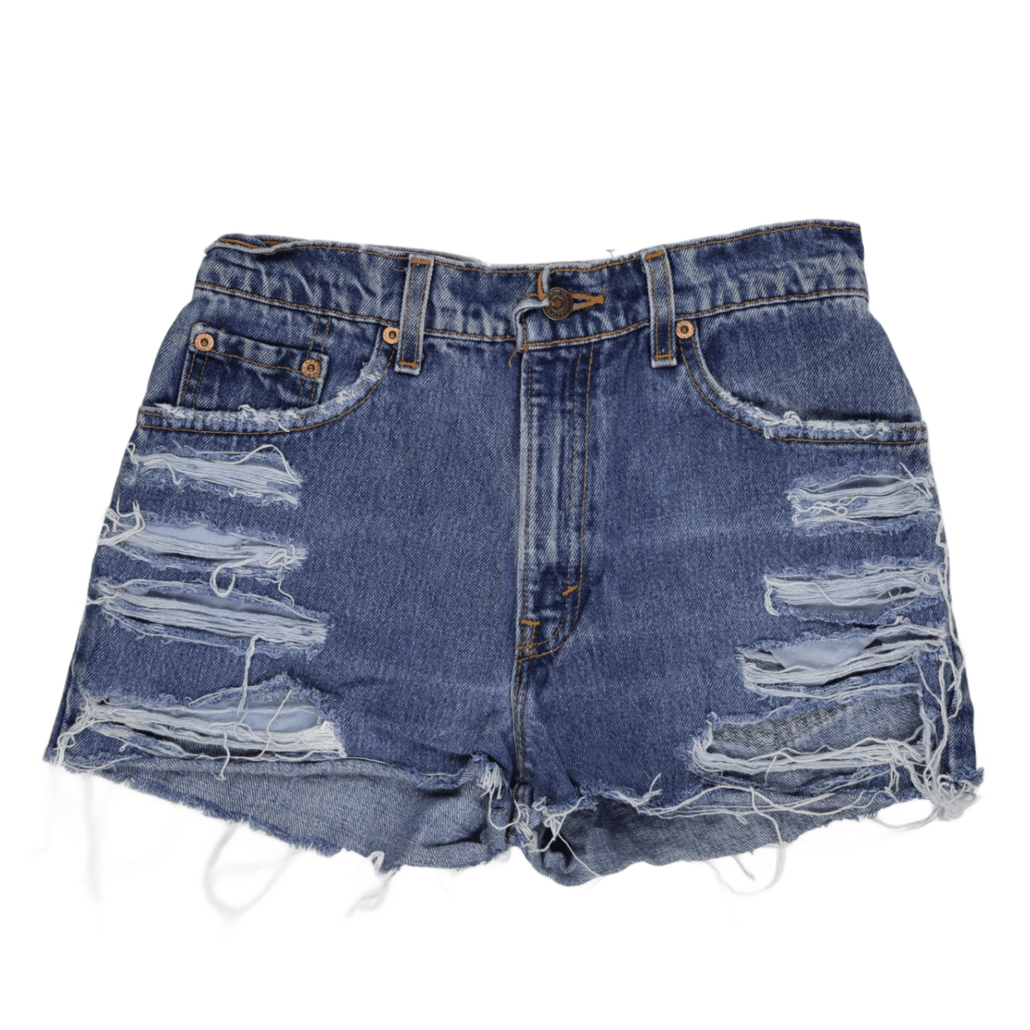 Levi's 550 Distressed Blue Denim High Rise Cut Off Shorts Women's Large Cotton Vintage