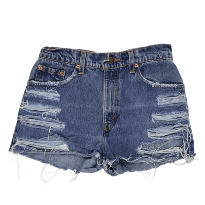 Levi's 550 Distressed Blue Denim High Rise Cut Off Shorts Women's Large Cotton Vintage