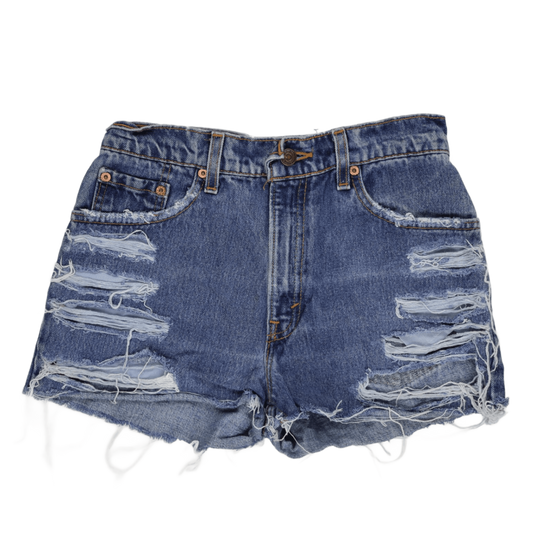 Levi's 550 Distressed Blue Denim High Rise Cut Off Shorts Women's Large Cotton Vintage