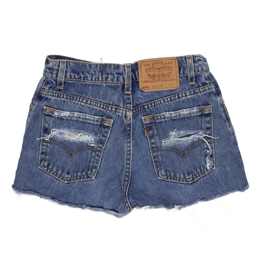 Levi's 550 Distressed Blue Denim High Rise Cut Off Shorts Women's Large Cotton Vintage