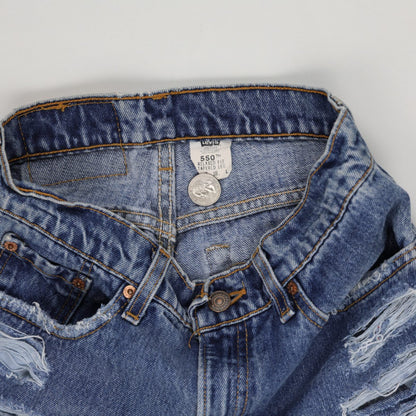 Levi's 550 Distressed Blue Denim High Rise Cut Off Shorts Women's Large Cotton Vintage