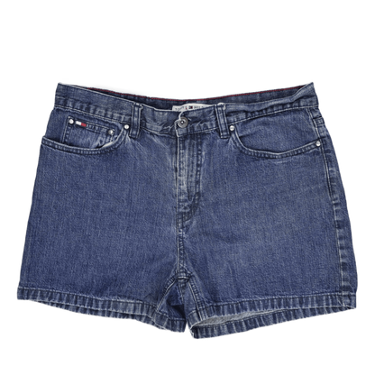 Tommy Hilfiger Women's High Waist Denim Shorts Blue Size 10 8 Inch Inseam Cotton Denim