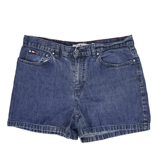 Tommy Hilfiger Women's High Waist Denim Shorts Blue Size 10 8 Inch Inseam Cotton Denim