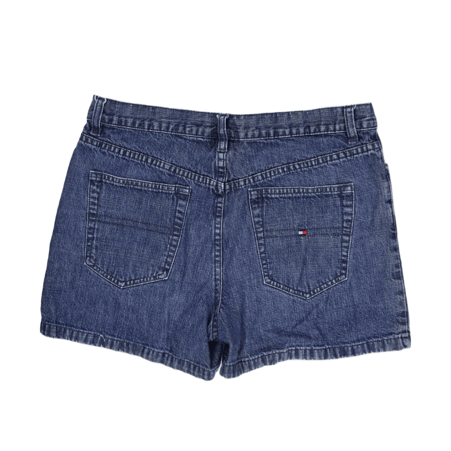 Tommy Hilfiger Women's High Waist Denim Shorts Blue Size 10 8 Inch Inseam Cotton Denim