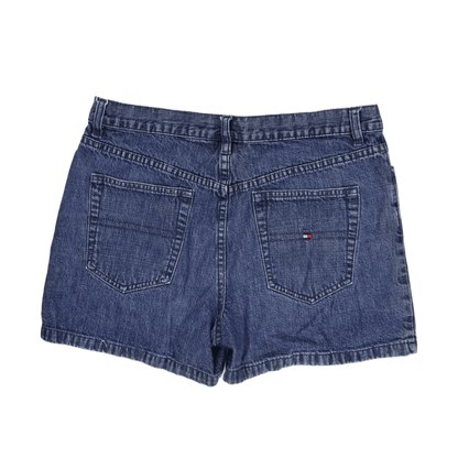 Tommy Hilfiger Women's High Waist Denim Shorts Blue Size 10 8 Inch Inseam Cotton Denim