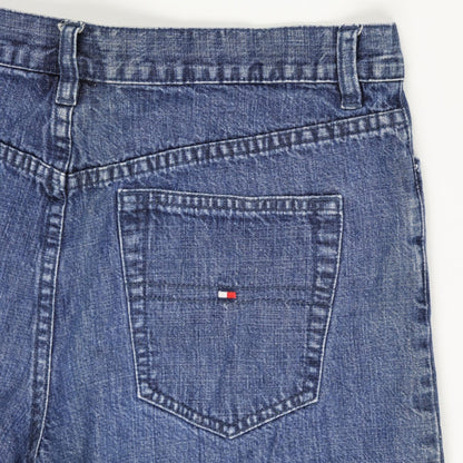 Tommy Hilfiger Women's High Waist Denim Shorts Blue Size 10 8 Inch Inseam Cotton Denim