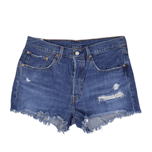 Levi's 501 Women's Vintage Distressed Blue Denim Cut Off Shorts Size 31 Cotton