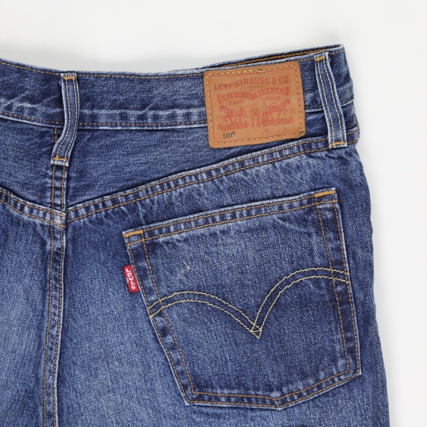 Levi's 501 Distressed High Waisted Denim Shorts in Classic Blue - Iconic Vintage Summer Style for Women, Festival Ready
