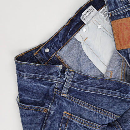 Levi's 501 Distressed High Waisted Denim Shorts in Classic Blue - Iconic Vintage Summer Style for Women, Festival Ready