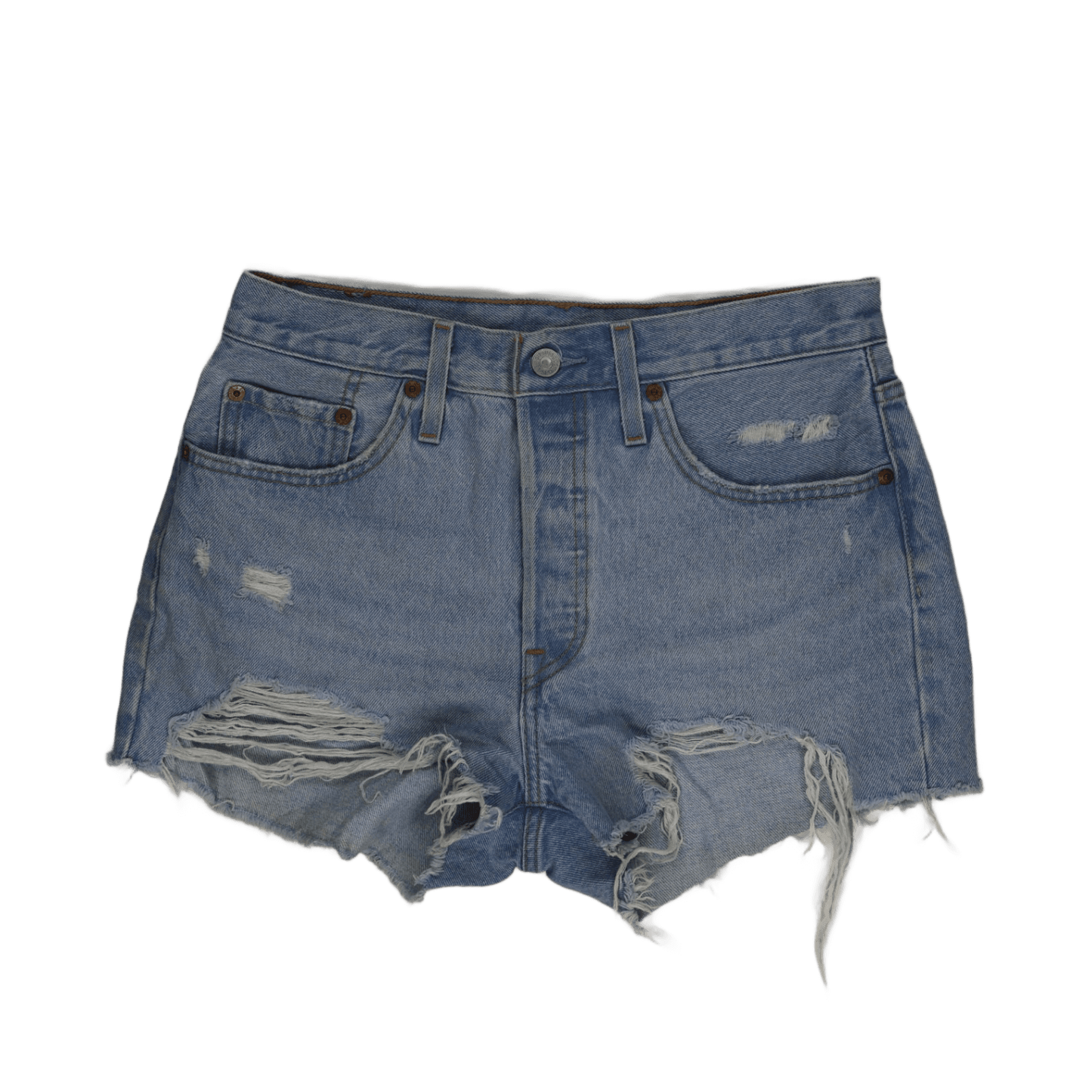 Levi's 501 High Waist Distressed Denim Shorts Blue, Womens Vintage Style