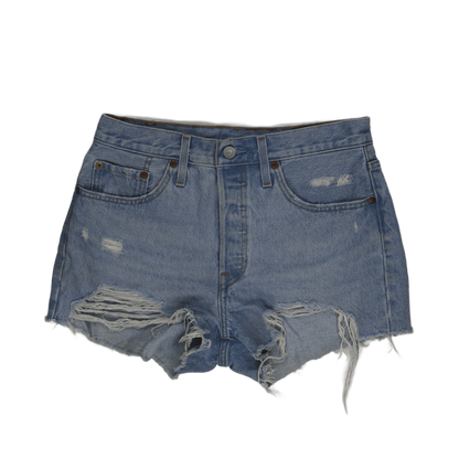 Levi's 501 High Waist Distressed Denim Shorts Blue, Womens Vintage Style
