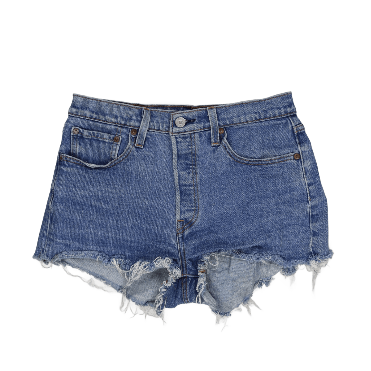 Levi's 501 Vintage Blue Distressed Denim High-Waist Shorts Womens W31 Frayed Hem