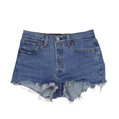 Levi's 501 Vintage Blue Distressed Denim High-Waist Shorts Womens W31 Frayed Hem