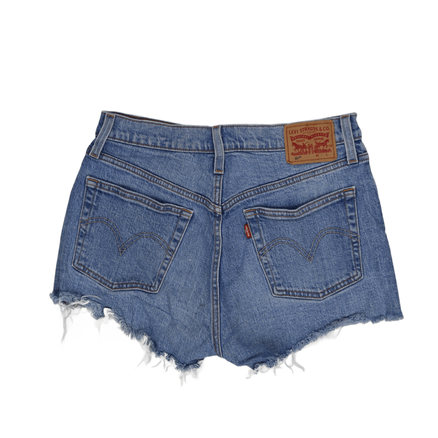 Levi's 501 Vintage Blue Distressed Denim High-Waist Shorts Womens W31 Frayed Hem