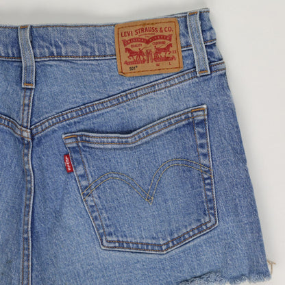 Levi's 501 Vintage Blue Distressed Denim High-Waist Shorts Womens W31 Frayed Hem