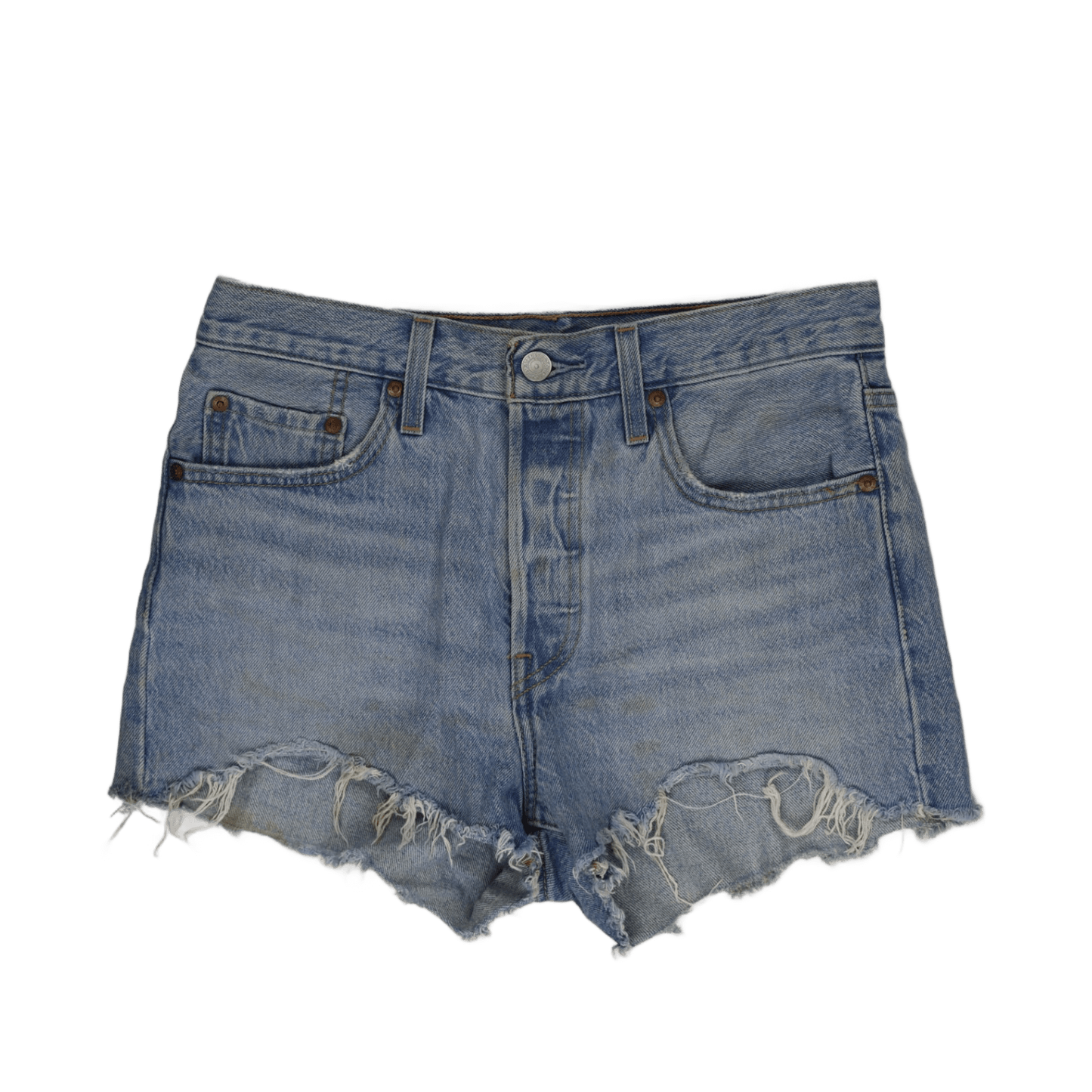 Vintage Levi's 501 Denim Shorts | Distressed Blue Wash | Women's Cut-offs | Upcycled Denim