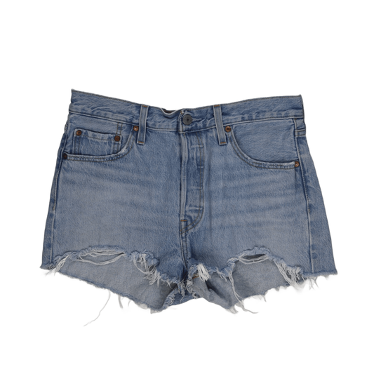 Levi's 501 High Waist Distressed Light Wash Denim Shorts - Classic Summer Blue 30W Womens