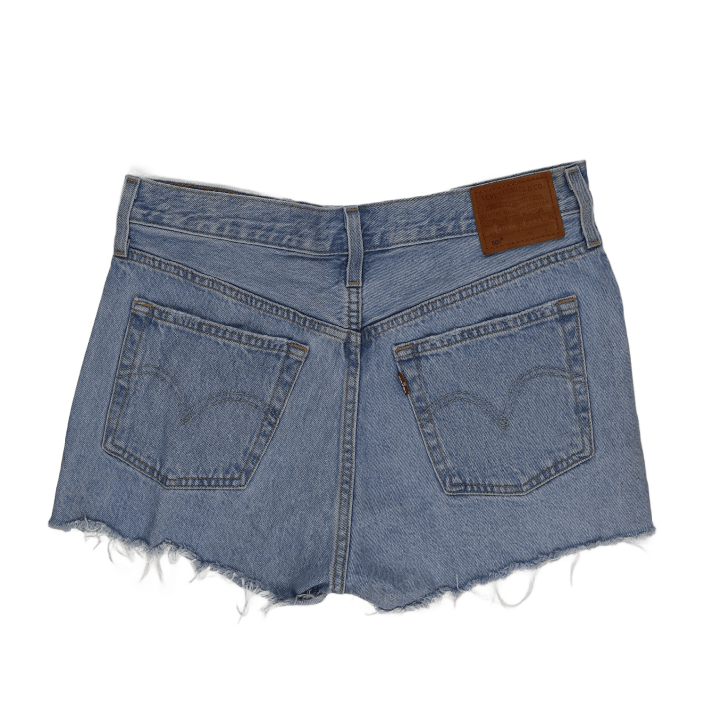 Levi's 501 High Waist Distressed Light Wash Denim Shorts - Classic Summer Blue 30W Womens