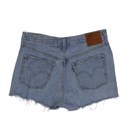 Levi's 501 High Waist Distressed Light Wash Denim Shorts - Classic Summer Blue 30W Womens