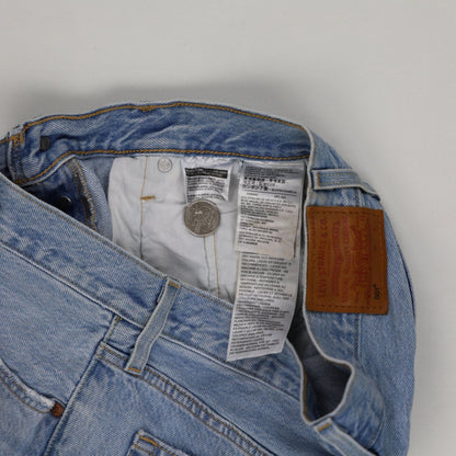 Levi's 501 High Waist Distressed Light Wash Denim Shorts - Classic Summer Blue 30W Womens