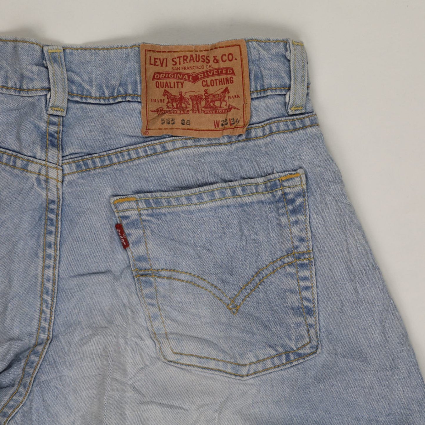 Levi's 555 90 Vintage Light Blue Denim Shorts W28 L34 Riveted Cotton Classic