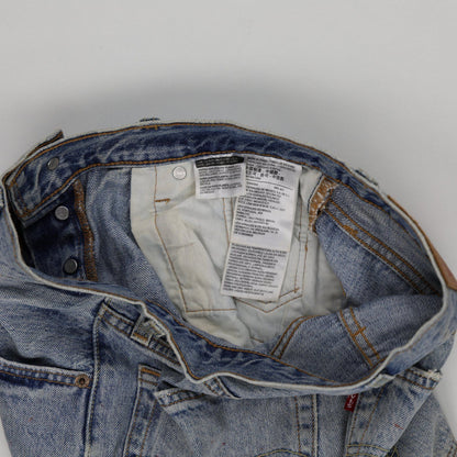 Levi's 501 Distressed Denim High Waist Women’s Shorts in Light Blue Wash, Size W28