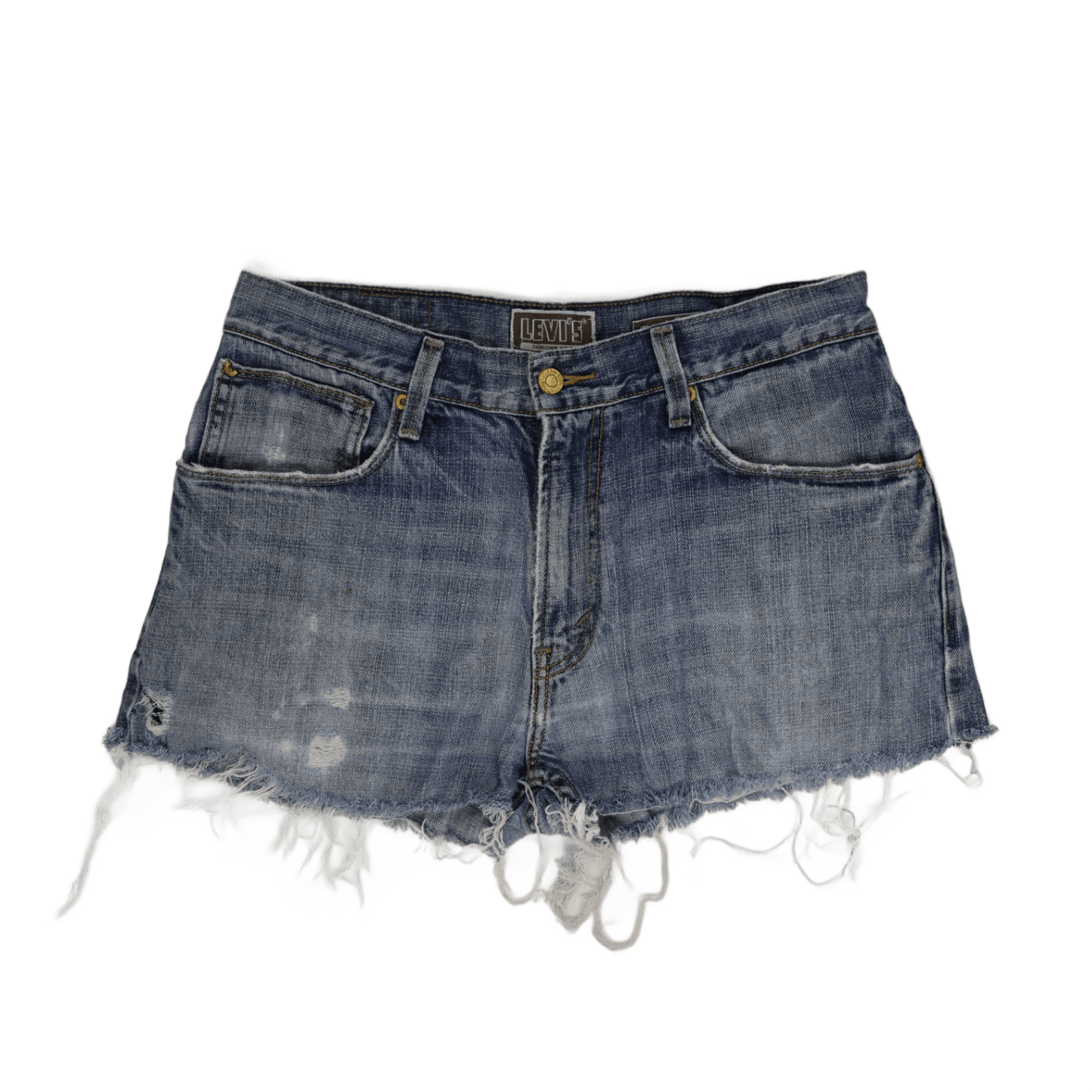 Levi's 557 Distressed Blue Denim Frayed Hem Shorts W32 L32 – Vintage Casual Style