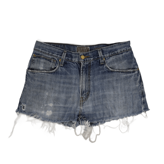 Levi's 557 Distressed Blue Denim Frayed Hem Shorts W32 L32 – Vintage Casual Style