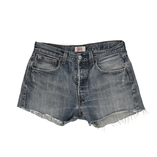 Levi's 501 Vintage Cut Off Denim Shorts Blue Distressed 100% Cotton 32W