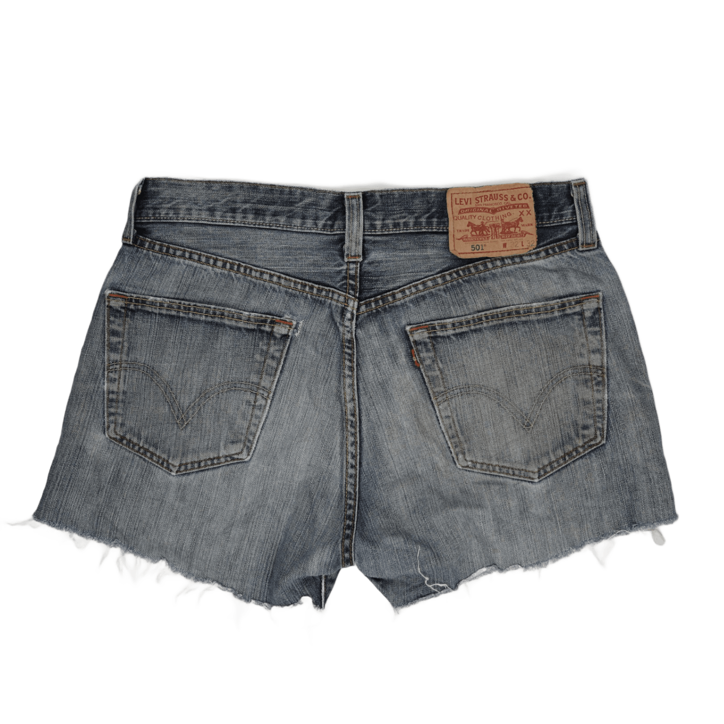 Levi's 501 Vintage Cut Off Denim Shorts Blue Distressed 100% Cotton 32W