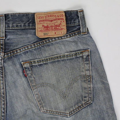 Levi's 501 Vintage Cut Off Denim Shorts Blue Distressed 100% Cotton 32W