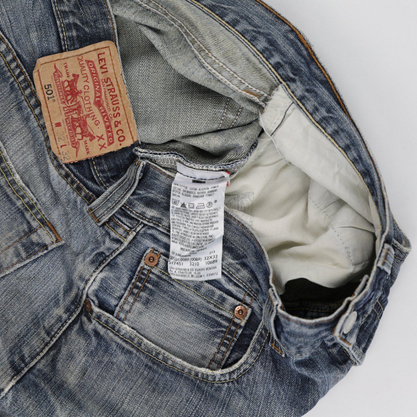 Levi's 501 Vintage Cut Off Denim Shorts Blue Distressed 100% Cotton 32W
