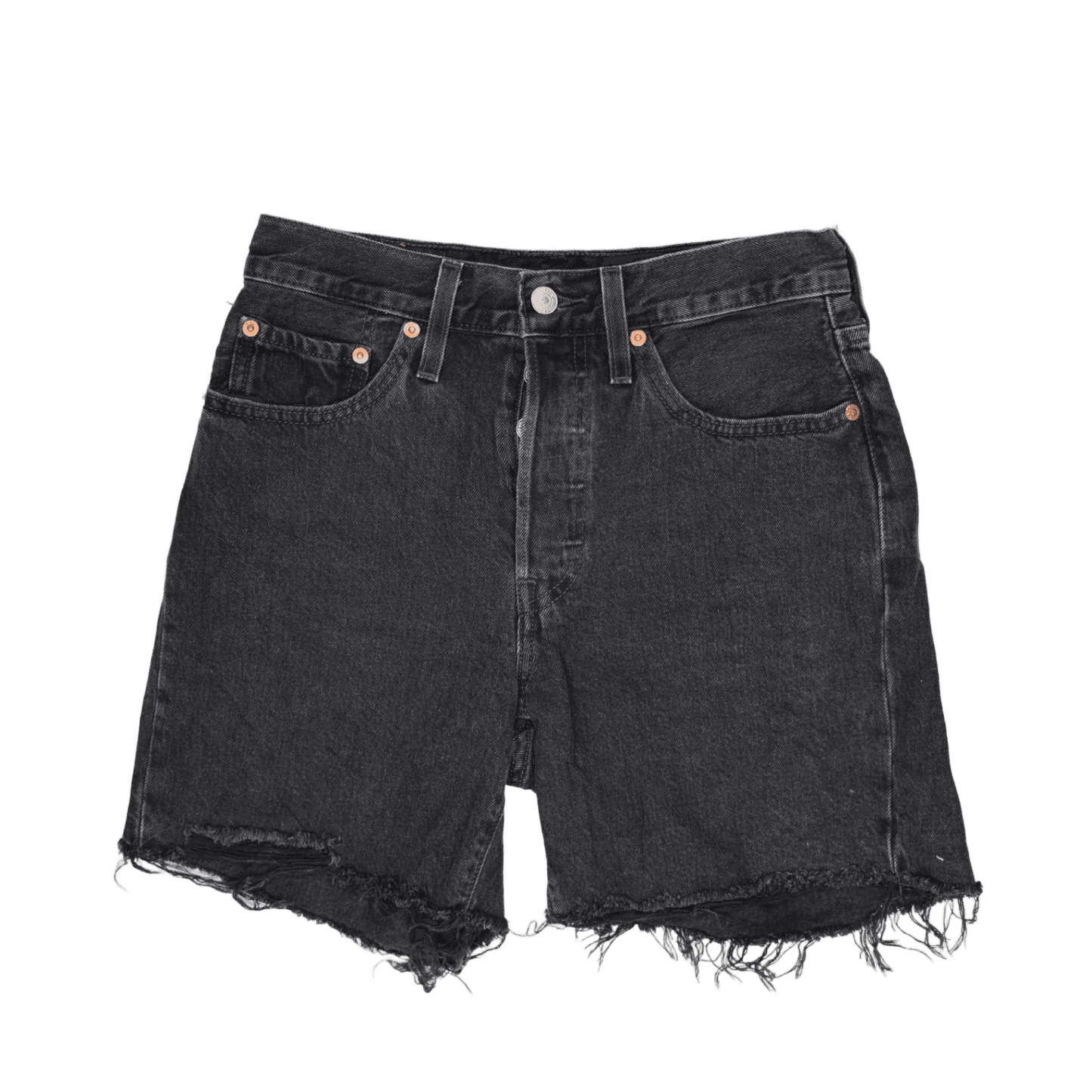 Levi's 501 Black Denim Distressed Cut-Off Shorts Waterless Vintage Style Classic
