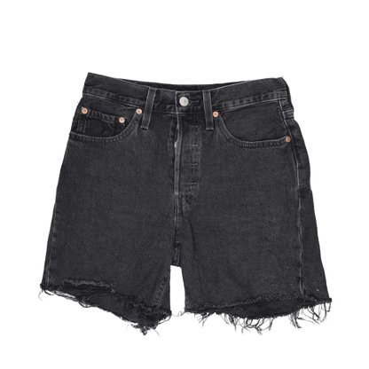 Levi's 501 Black Denim Distressed Cut-Off Shorts Waterless Vintage Style Classic