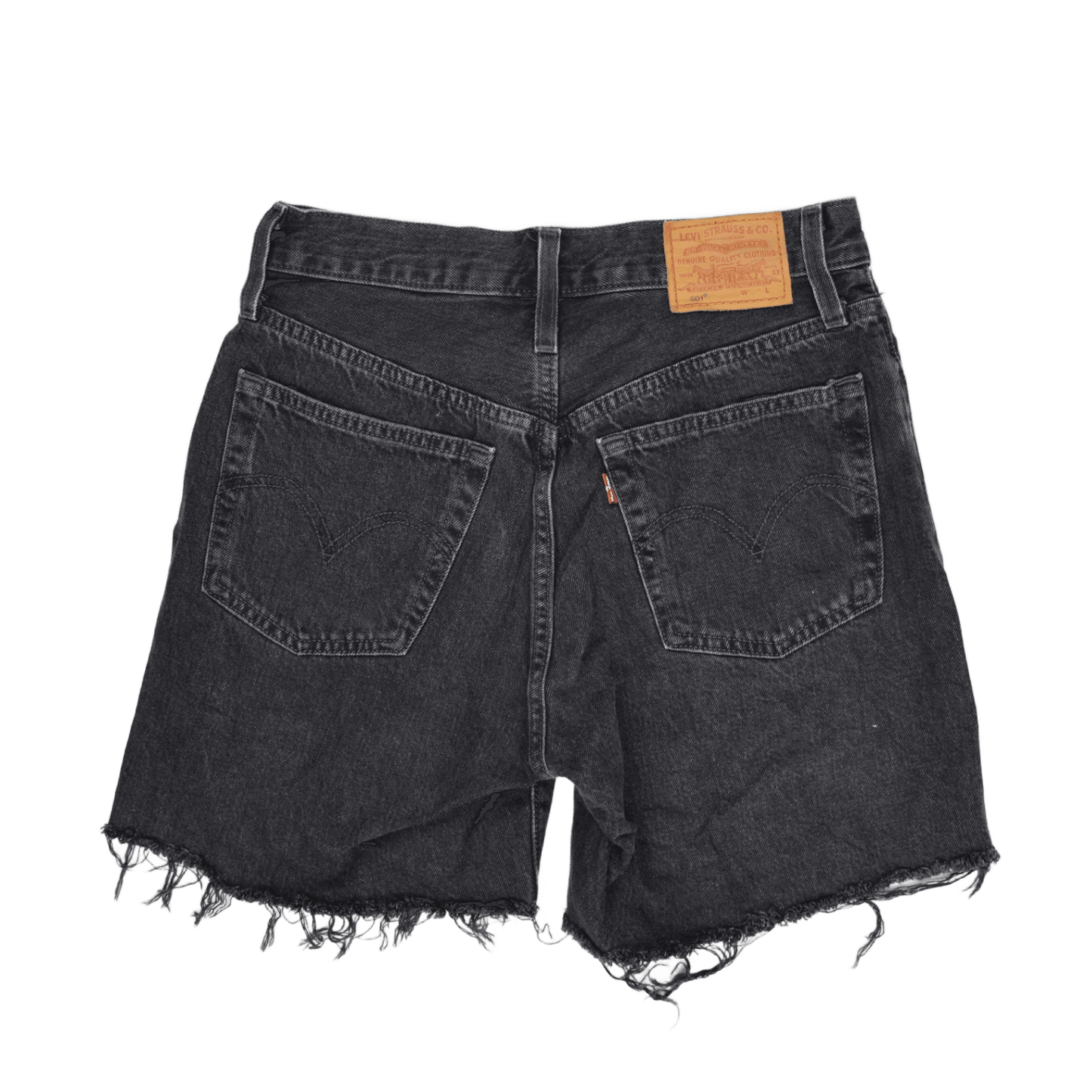 Levi's 501 Black Denim Distressed Cut-Off Shorts Waterless Vintage Style Classic