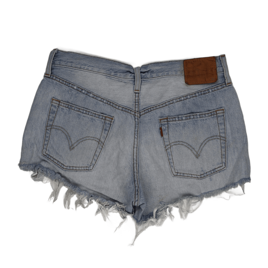 Levi’s Womens Distressed High-Waisted Denim Shorts, Light Blue, Size 28, Vintage Style, Summer Wardrobe Essential
