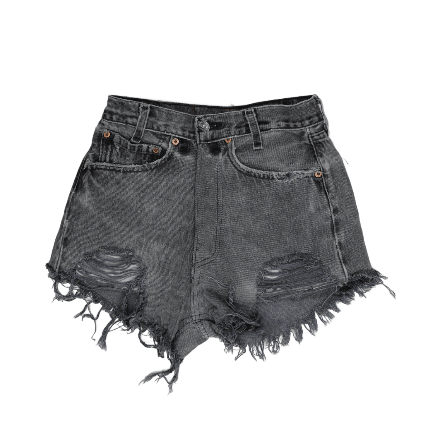 Levi's 501 Distressed Black Denim Cut-Off Shorts W36 Vintage Grunge Style