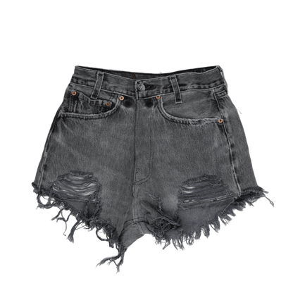 Levi's 501 Distressed Black Denim Cut-Off Shorts W36 Vintage Grunge Style