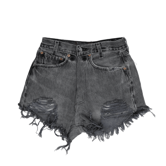 Levi's 501 Distressed Black Denim Cut-Off Shorts W36 Vintage Grunge Style