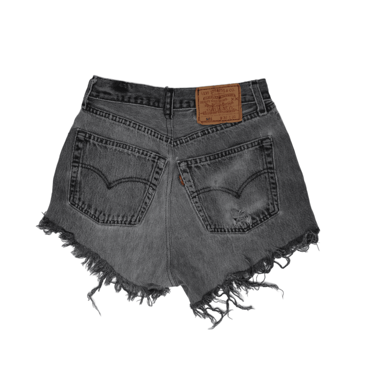 Levi's 501 Distressed Black Denim Cut-Off Shorts W36 Vintage Grunge Style