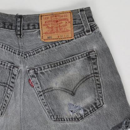 Levi's 501 Distressed Black Denim Cut-Off Shorts W36 Vintage Grunge Style
