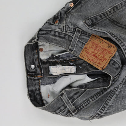 Levi's 501 Distressed Black Denim Cut-Off Shorts W36 Vintage Grunge Style