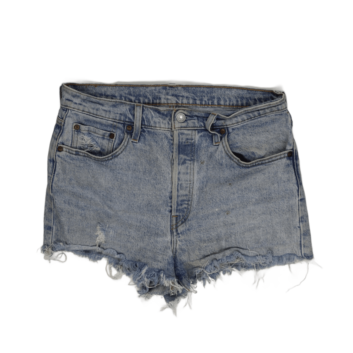 Levi's 501 Distressed Denim Shorts - Women's Light Wash Frayed Hem, Vintage Style