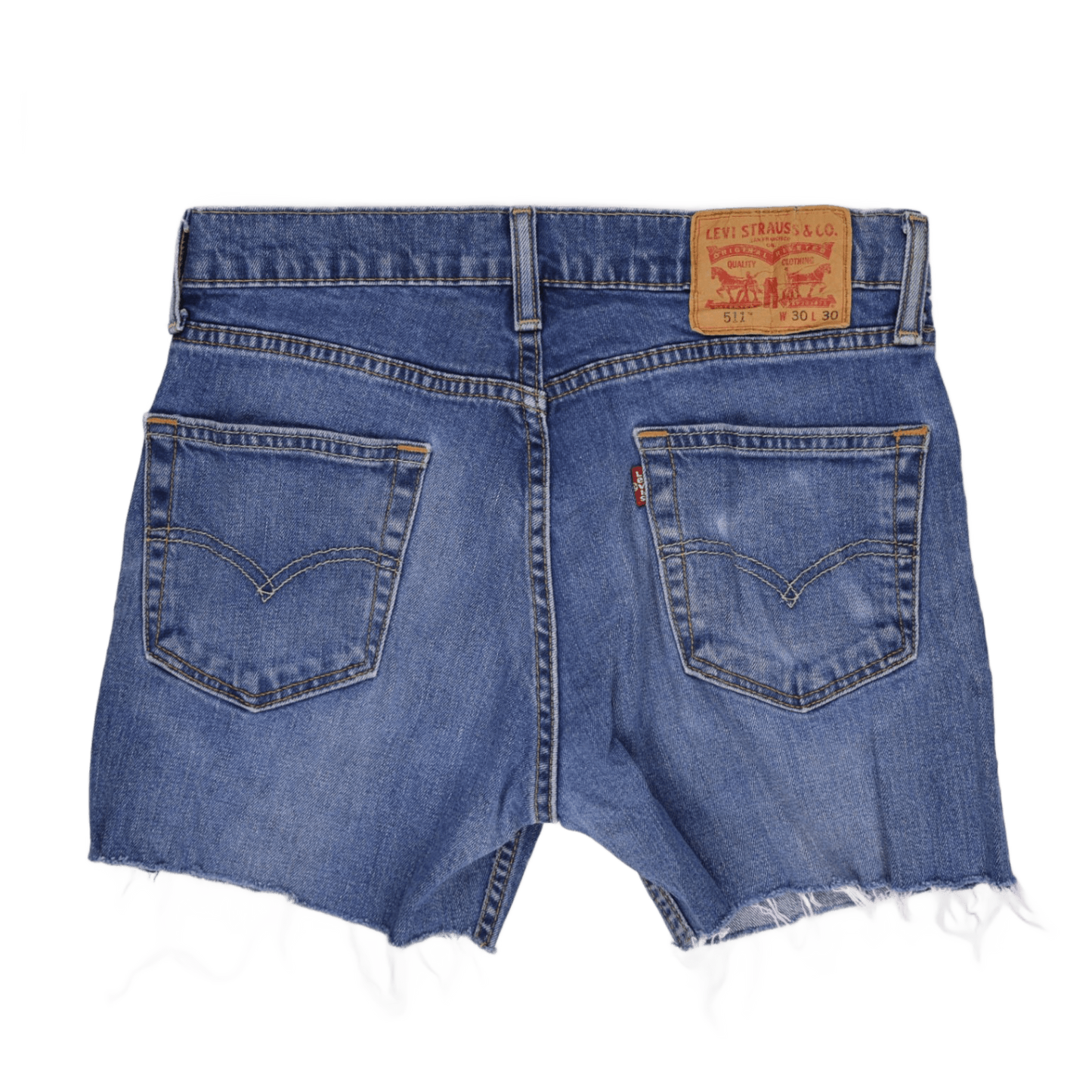 Levi's 511 Blue Denim Cut-Off Shorts W30 High-Quality Distressed Men’s Summer Casual